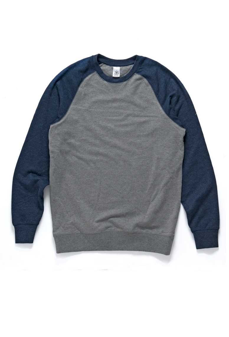 #D Mens Contrast Crew Sweat Steel Marle/Navy Marle 2XL
