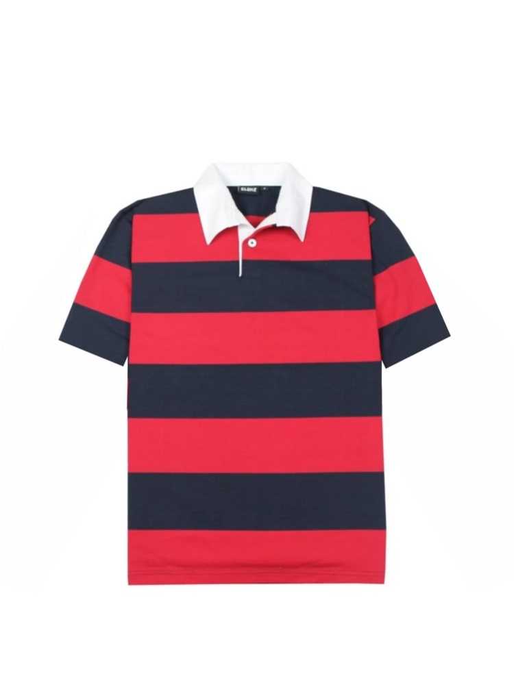 Short-Sleeved Striped Rugby Jersey Navy/Red XL