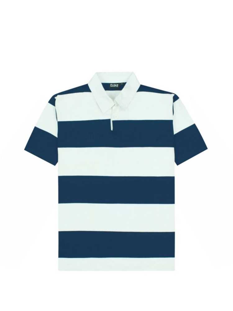 Short-Sleeved Striped Rugby Jersey Navy/White 2XS