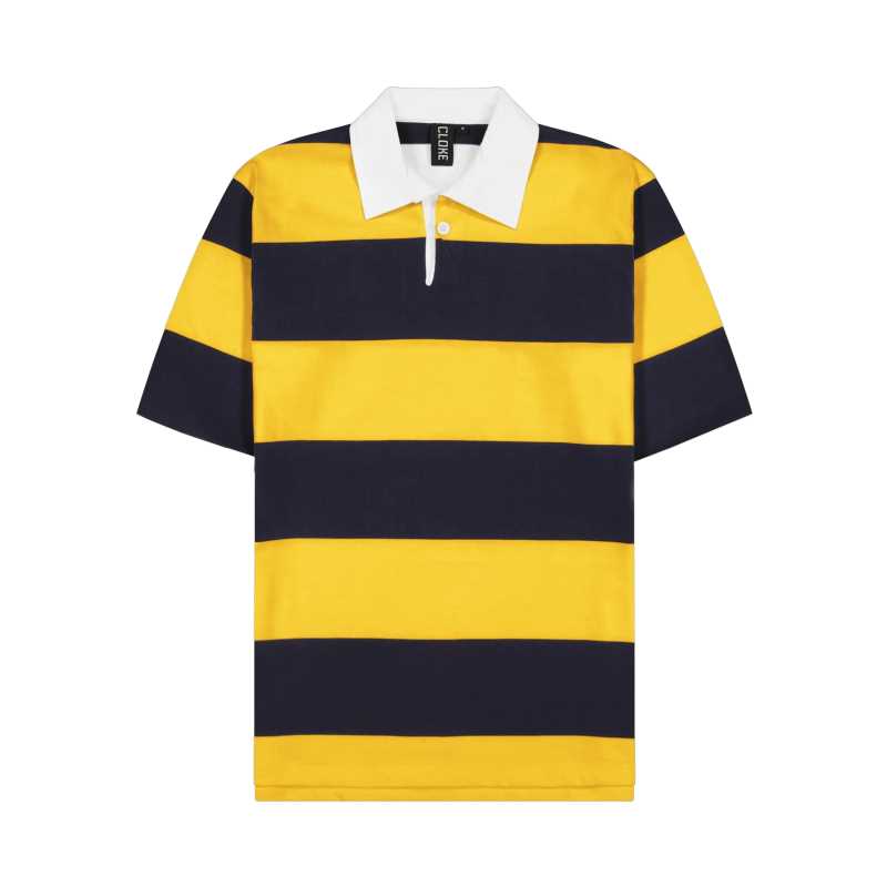 Short-Sleeved Striped Rugby Jersey Navy/Gold S