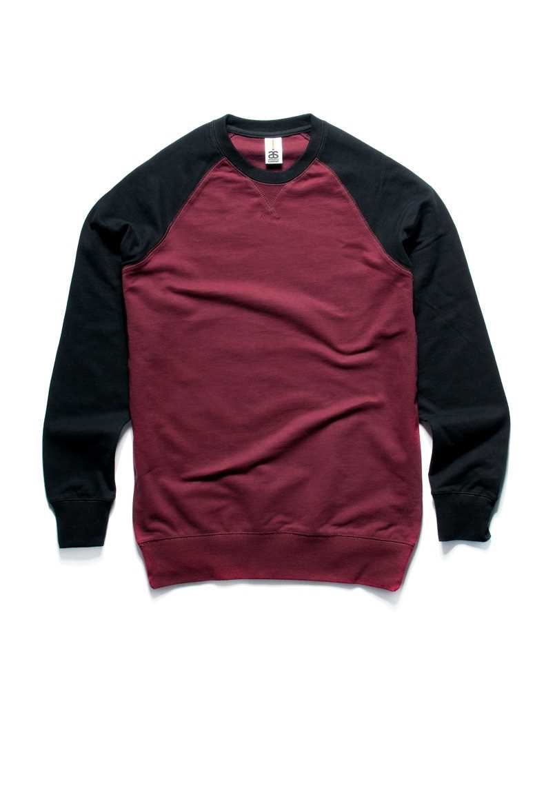 #D Mens Contrast Crew Sweat Burgundy/Black 2XL