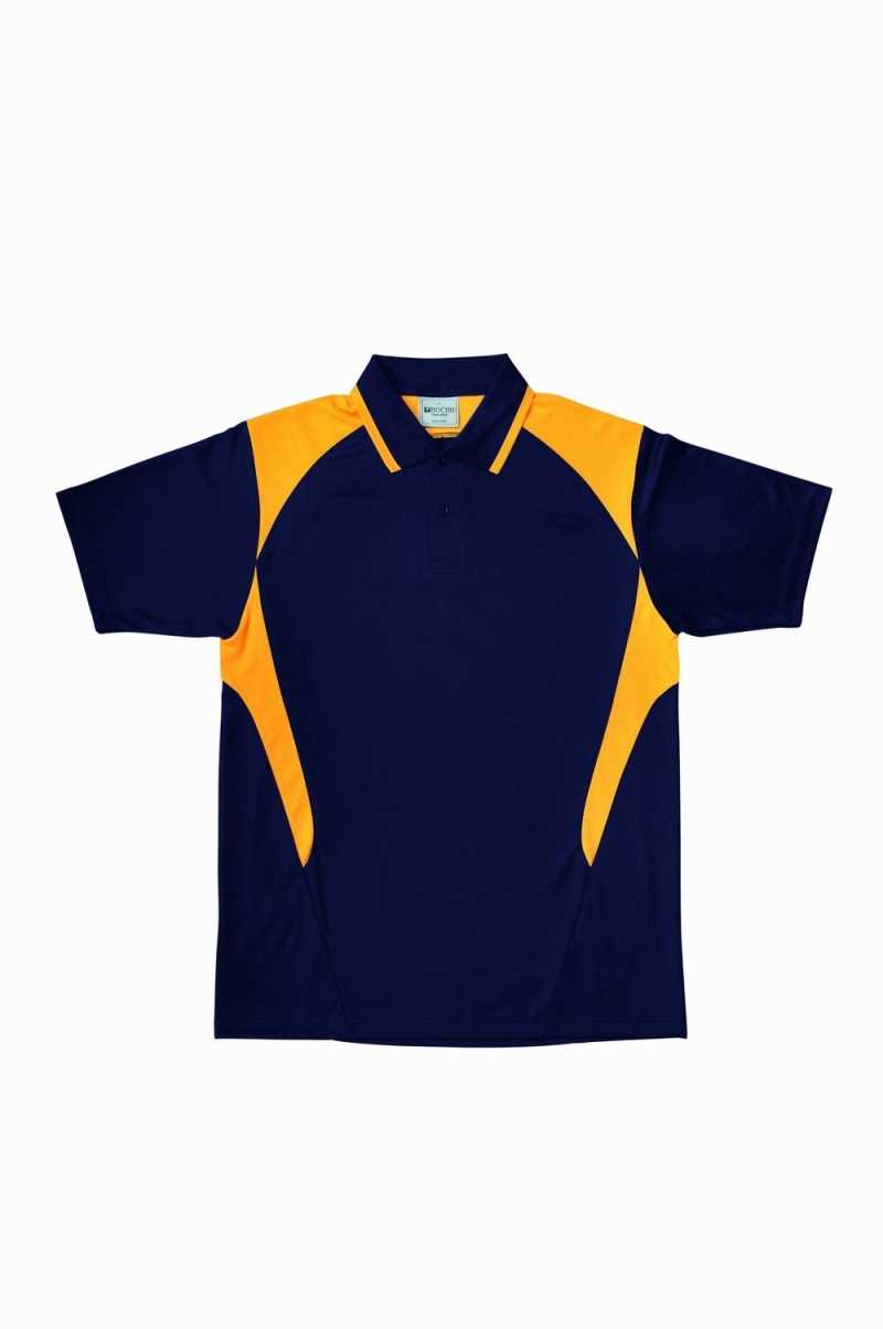 Kids Honey Comb Contrast Panel Polo Navy/Gold 10