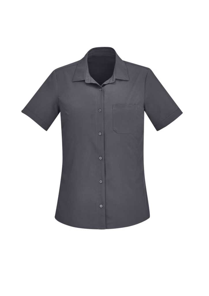 Florence Womens Plain S/S Shirt Charcoal 10