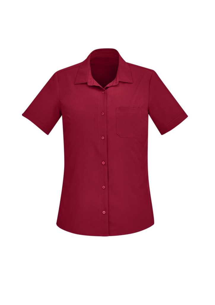 Florence Womens Plain S/S Shirt Cherry 10