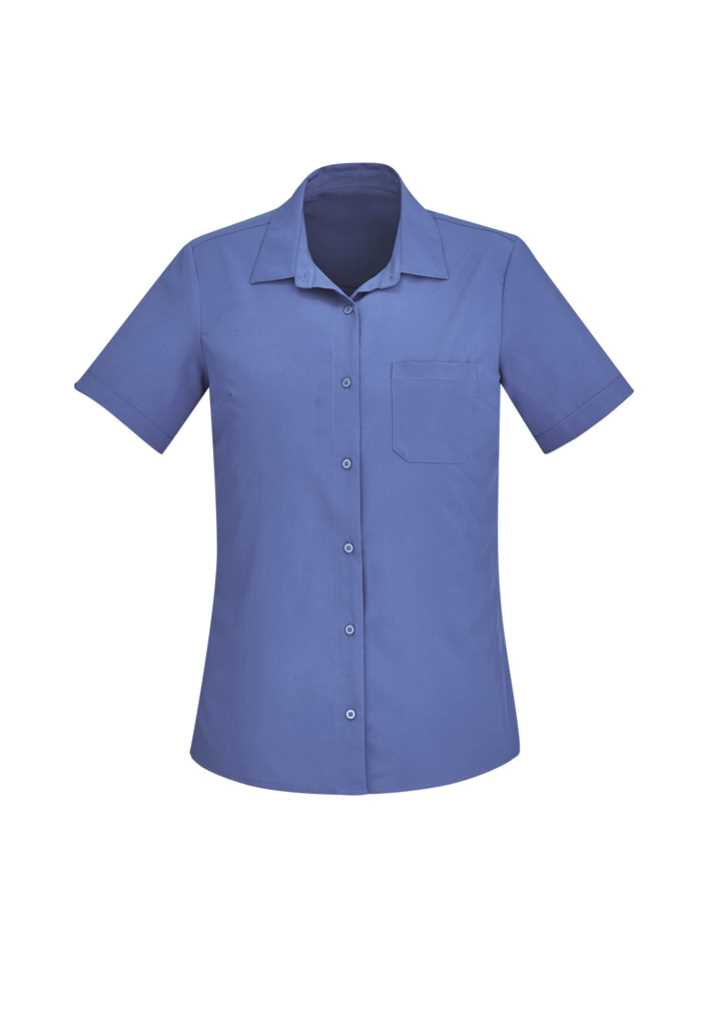 Florence Womens Plain S/S Shirt Mid Blue 10