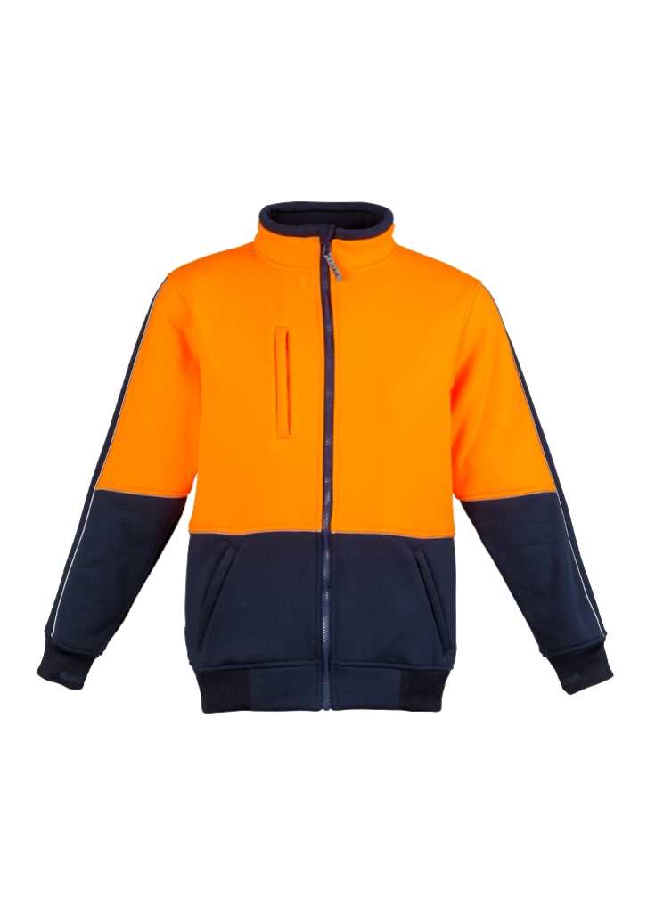 Mens Hi Vis Full Zip Hoodie Orange/Navy 2XL