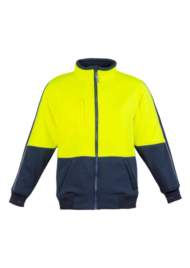 Mens Hi Vis Full Zip Hoodie Yellow/Navy 2XL