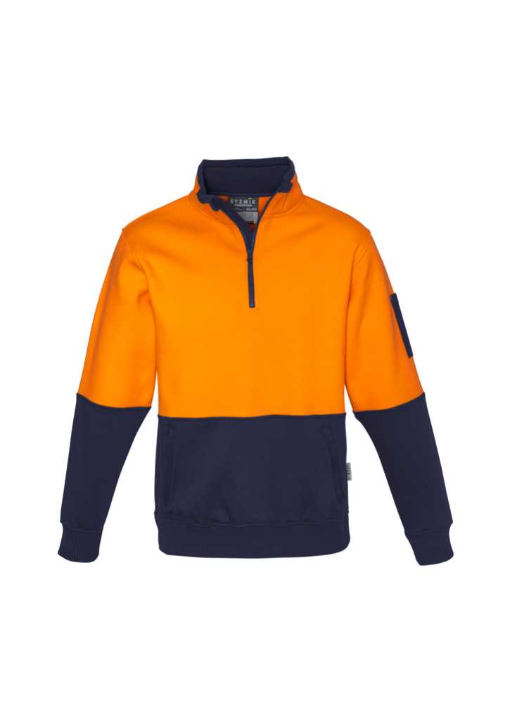 Unisex Hi Vis Half Zip Pullover Orange/Navy 2XL