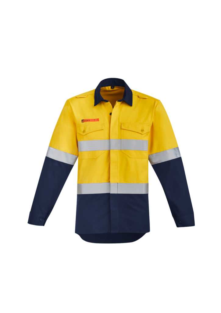 Mens Orange Flame Hi Vis Open Front Shirt - Hoop Taped Yello