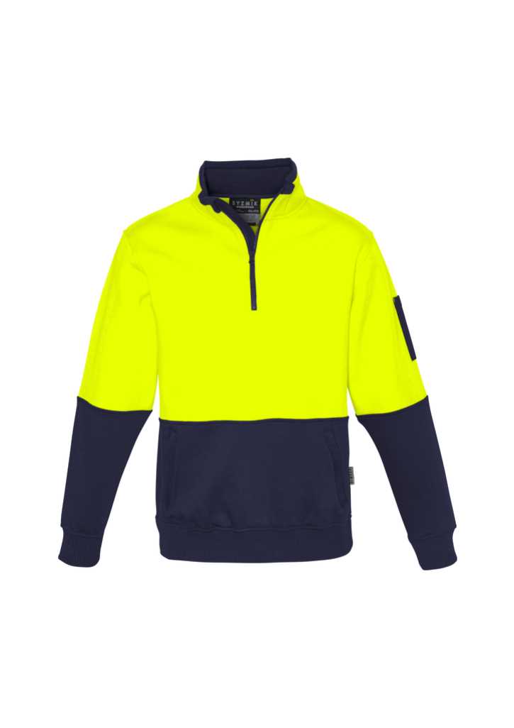 Unisex Hi Vis Half Zip Pullover Yellow/Navy 2XL