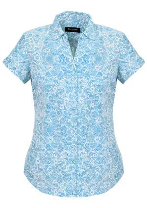 Womens Solanda Print Short Sleeve Shirt Alaskan Blue  10