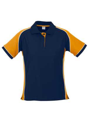 #D  Ladies Nitro Polo Navy/Gold/White 10
