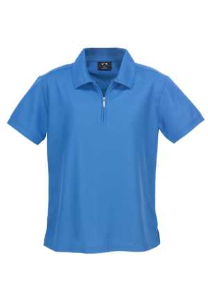 Ladies Micro Waffle Polo Azure Blue 10