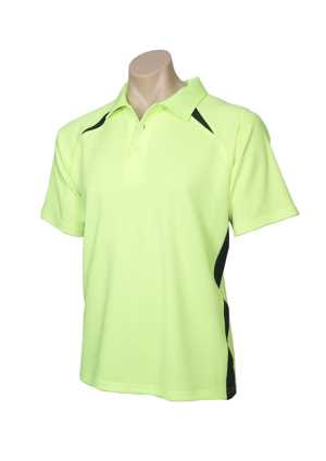 Mens Splice Polo Fluoro Yellow Lime/Black 2XL