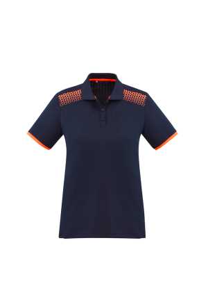 Ladies Galaxy Polo Navy/Fluoro Orange 10