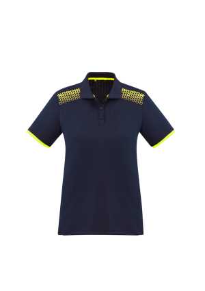 Ladies Galaxy Polo Navy/Fluoro Yellow 10