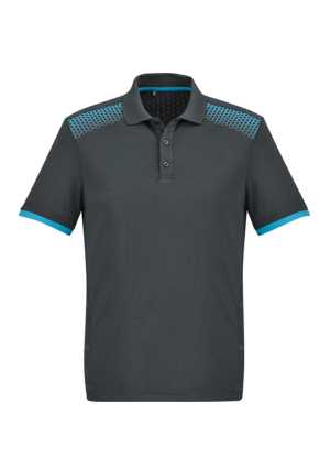 Mens Galaxy Polo Grey/Cyan 2XL