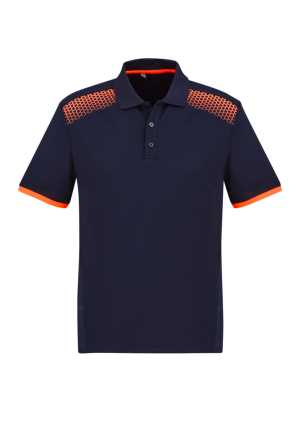 Mens Galaxy Polo Navy/Fluoro Orange 2XL