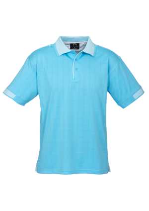 Mens Noosa Self Check Polo Aqua Blue/White 2XL