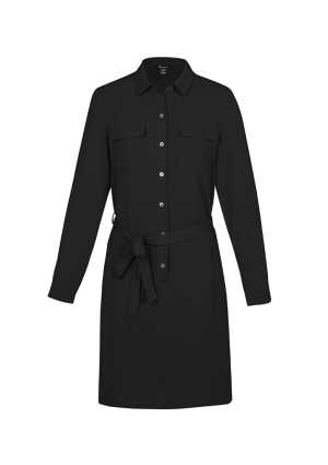Womens Chloe Georgette Shirt Dress Black 10