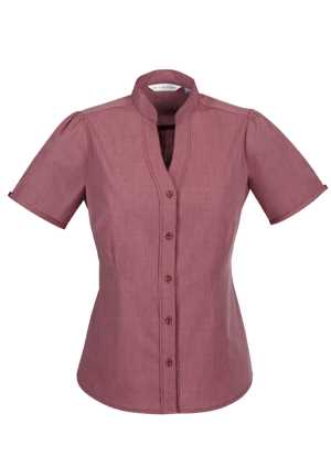 Ladies Chevron Stand Collar Shirt Cherry 12