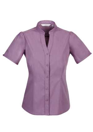 Ladies Chevron Stand Collar Shirt Grape 10