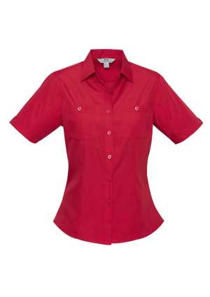 Ladies Bondi Short Sleeve Shirt Deep Red 12