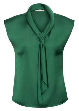 Ladies Shimmer Tie Neck Top New Green 10
