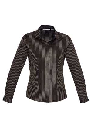 Ladies Reno Stripe Long Sleeve Shirt Copper Gold 10