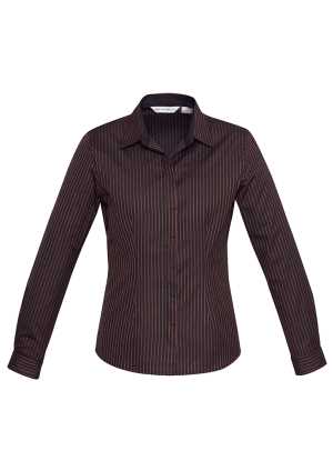 Ladies Reno Stripe Long Sleeve Shirt Port Wine 10