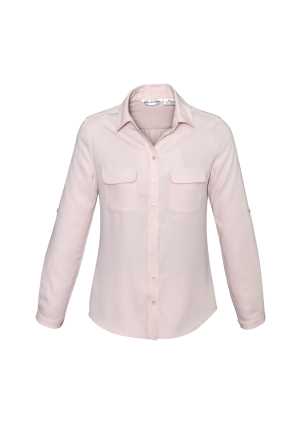 Madison Ladies Long Sleeve Blouse Blush Pink 10