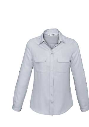 Madison Ladies Long Sleeve Blouse Silver Mist 10