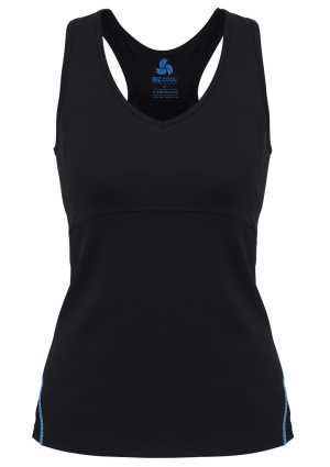 Ladies Maya Sports Bra Top Black/Cyan 2XL
