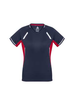 Ladies Renegade Tee Navy/Red/Silver 10