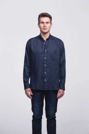 Linen Shirt - Mens Navy 2XL