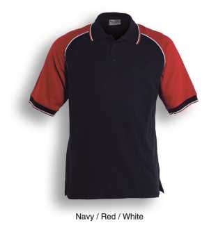 Three Tone Polo Navy/Red/White 2XL