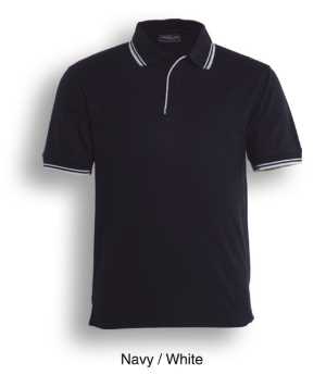 Mens Double Striped Polo Navy/White 2XL