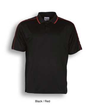 Ladies Breezeway Striped Polo Black/Red 8