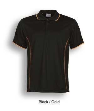 Stitch Feature Essentials-Men'S Short Sleeve Polo Black/Gold