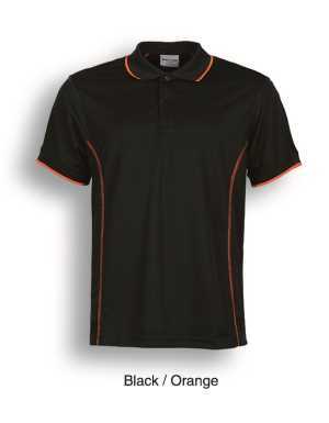 Stitch Feature Essentials-Men'S Short Sleeve Polo Black/Oran