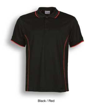 Stitch Feature Essentials-Men'S Short Sleeve Polo Black/Red