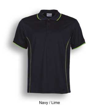 Stitch Feature Essentials-Men'S Short Sleeve Polo Navy/Lime