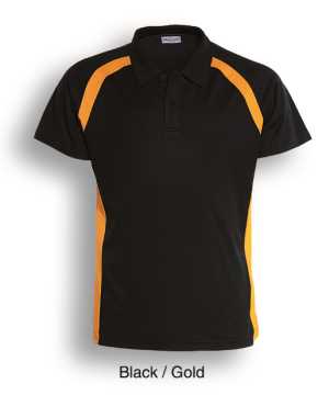 Team Essentials-Mens Short Sleeve Contrast Panel Polo Black/