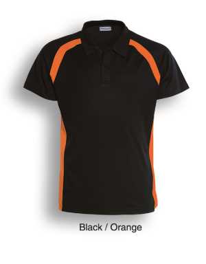 Team Essentials-Mens Short Sleeve Contrast Panel Polo Black/