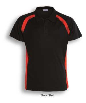 Team Essentials-Mens Short Sleeve Contrast Panel Polo Black/