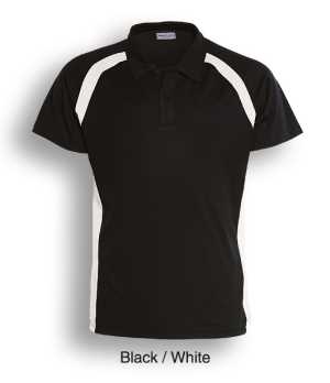 Team Essentials-Mens Short Sleeve Contrast Panel Polo Black/