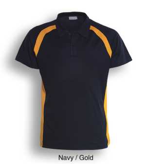 Team Essentials-Mens Short Sleeve Contrast Panel Polo Navy/G