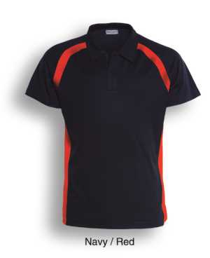 Team Essentials-Mens Short Sleeve Contrast Panel Polo Navy/R