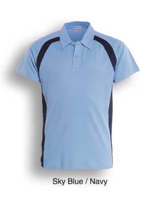 Team Essentials-Mens Short Sleeve Contrast Panel Polo Navy/S