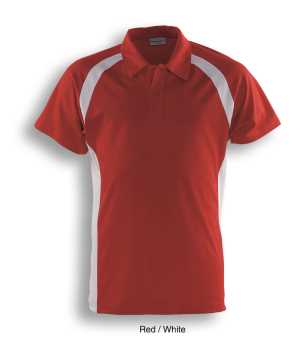 Team Essentials-Mens Short Sleeve Contrast Panel Polo Red/Wh